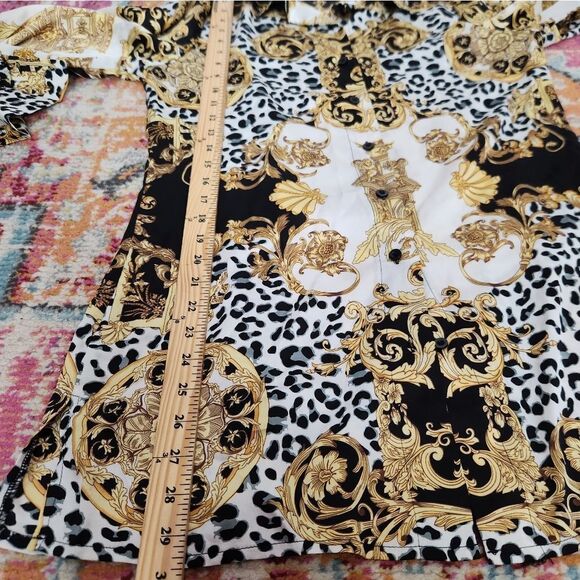 Adore Leopard and Gold Scroll Versace Inspired Tunic Shirt Small - Picture 8 of 9